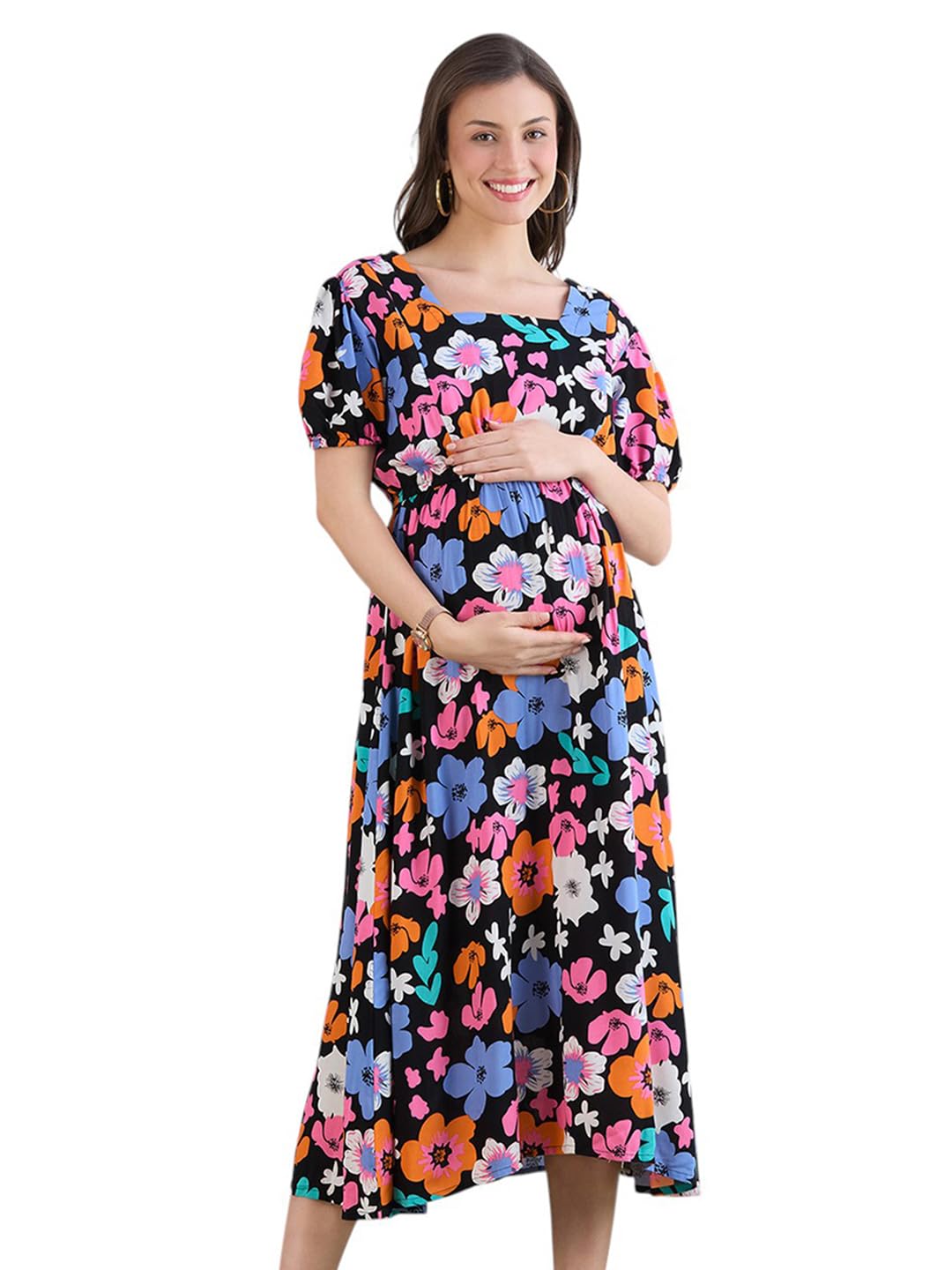 Women's Rayon Maternity Dresses | Pregnancy Feeding Nursing Dress with 14 inch Zip on Both Sides-image-13
