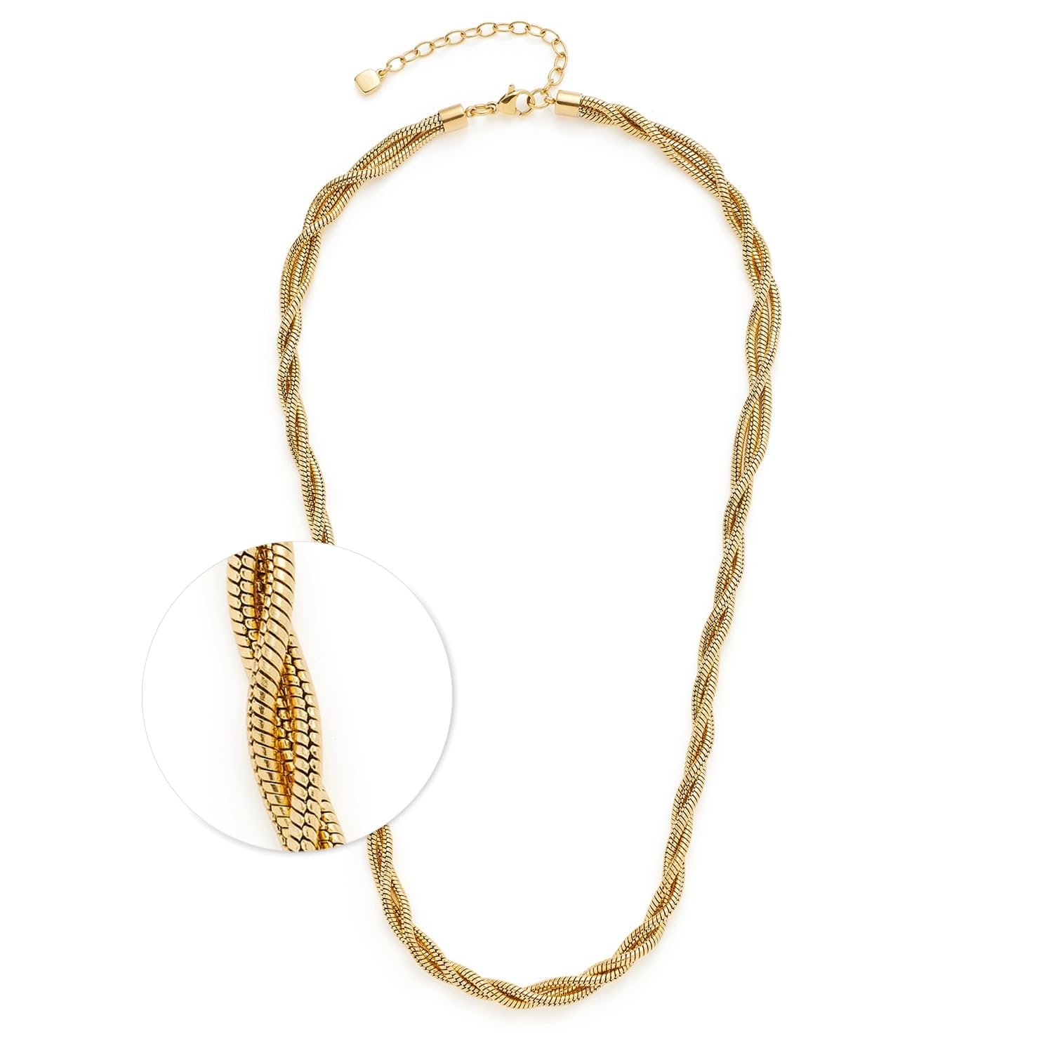 JEWELS BY LEONARDO Collar Sue • Cadena corta de serpiente de acero inoxidable dorado • Aspecto de cordón refinado • 45-50 cm de longitud • Joyas regalo para mujeres • 024835, 45 cm, Acero inoxidable,