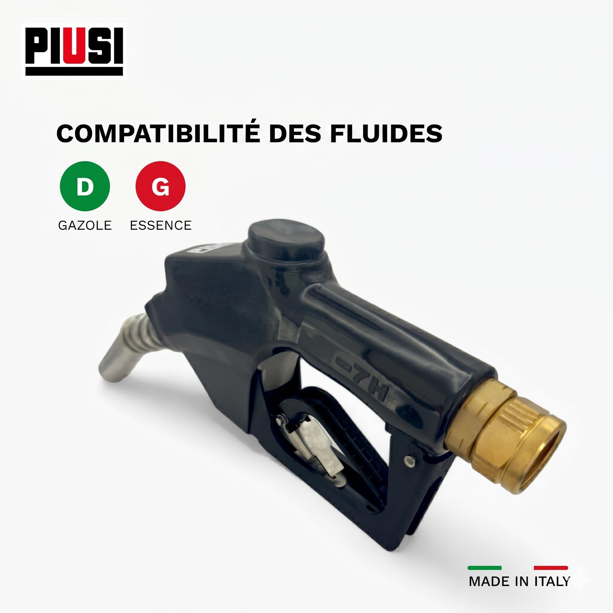 PIUSI Buse de Carburant pour Diesel, Essence avec arrêt Automatique pour débits jusqu'à 120 litres/Minute, Convient aux becs d'entrée de Machines de 29 mm, Raccord Femelle 1" BSP | A120 F00610020