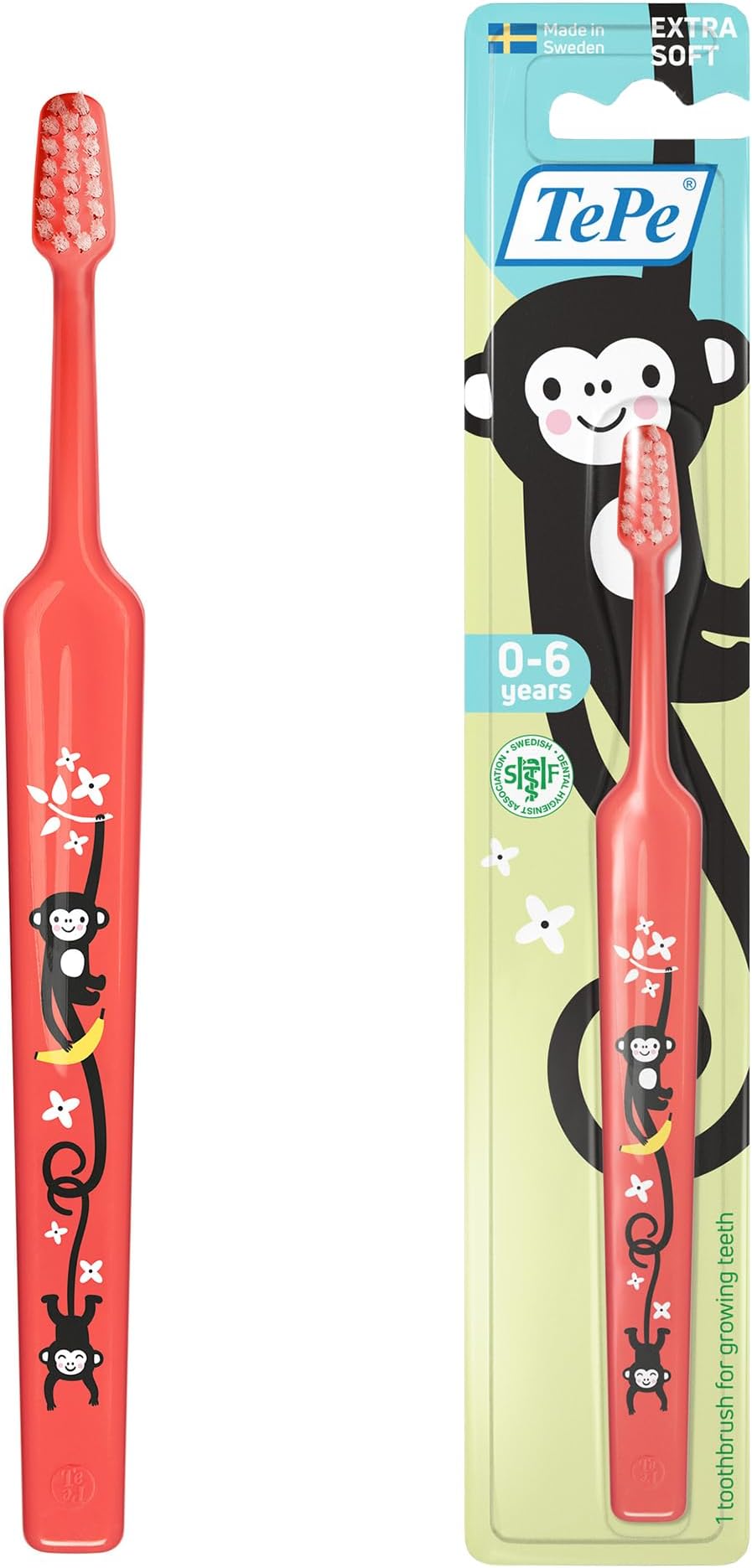 TePe Mini Toothbrush, Extra Soft, 1pc, Kids Toothbrush, Extra Soft bristles for Gentle Cleaning, from First Tooth Until 6 yrs