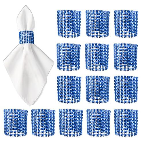 WedDecor Serviette Anneaux Strass Design Serviettes Support Emballage pour Banquets, Dîner, Noël, Fêtes, Mariages Table Décoration, 13cm x 4cm - Bleu
