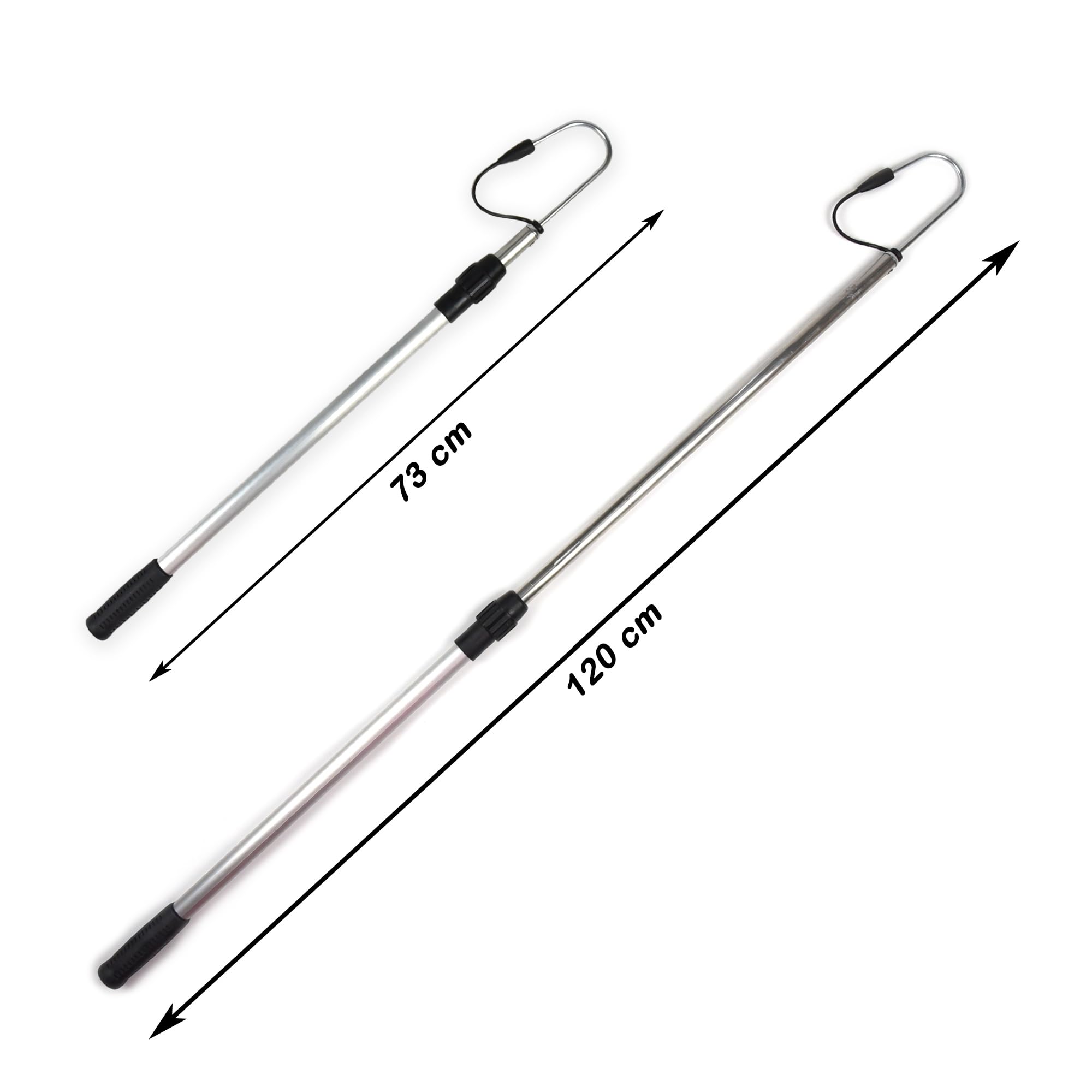 Namaka® Raffio Telescopico da Barca in Alluminio Anodizzato - Arpione Inox Affilato e Antiscivolo - 4 Misure - Modello Professionale. (73 cm (chiuso) - 120 cm (aperto))