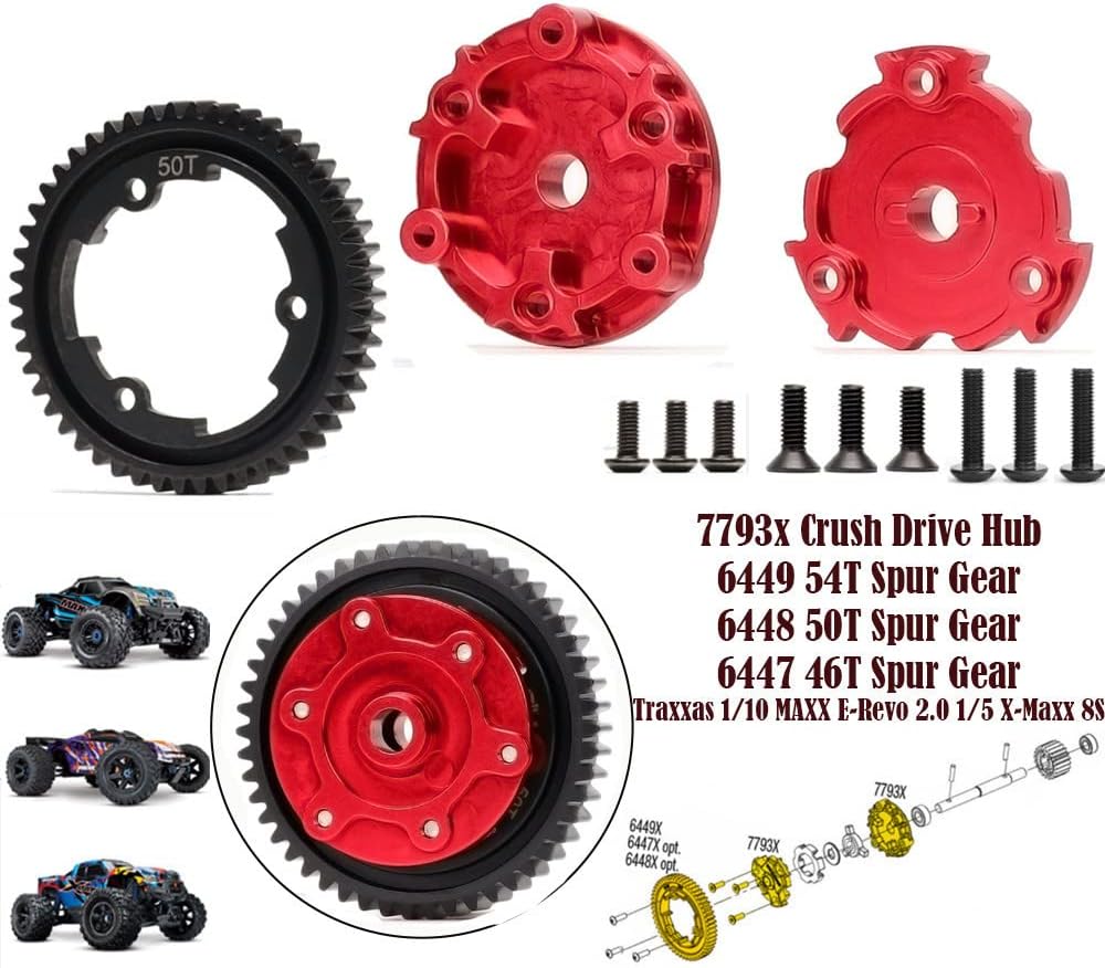 Steel 50T Spur Gear + Transmission Cush Drive Housing for 1/10 Maxx 1/5 X-Maxx 1/6 XRT RC Car Upgrades Parts #6448# 7793X