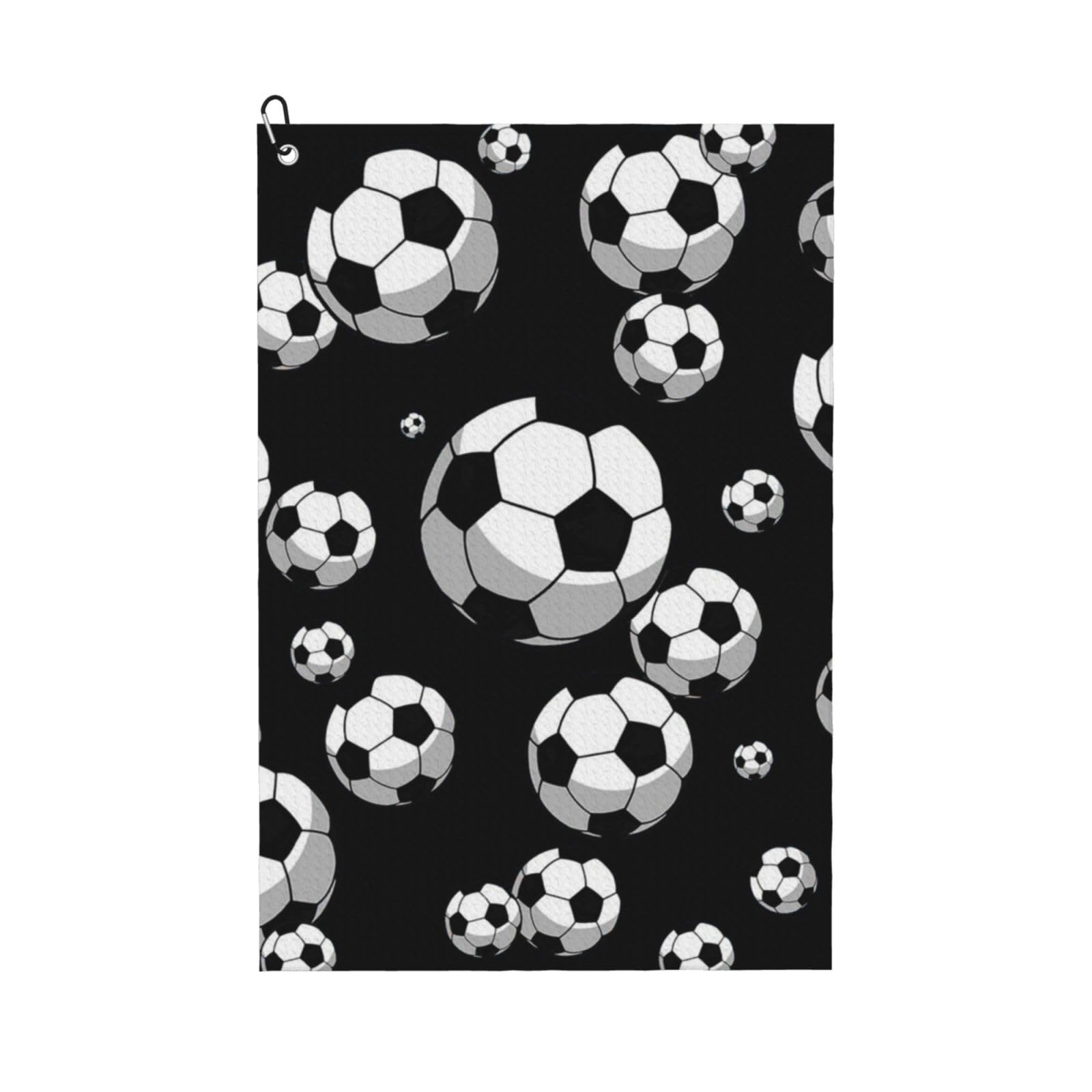 Hnnkloy Soccer Ball, 16x24 in Portable Waffle Golf Towels with Carabiner Clip for Golf Bag