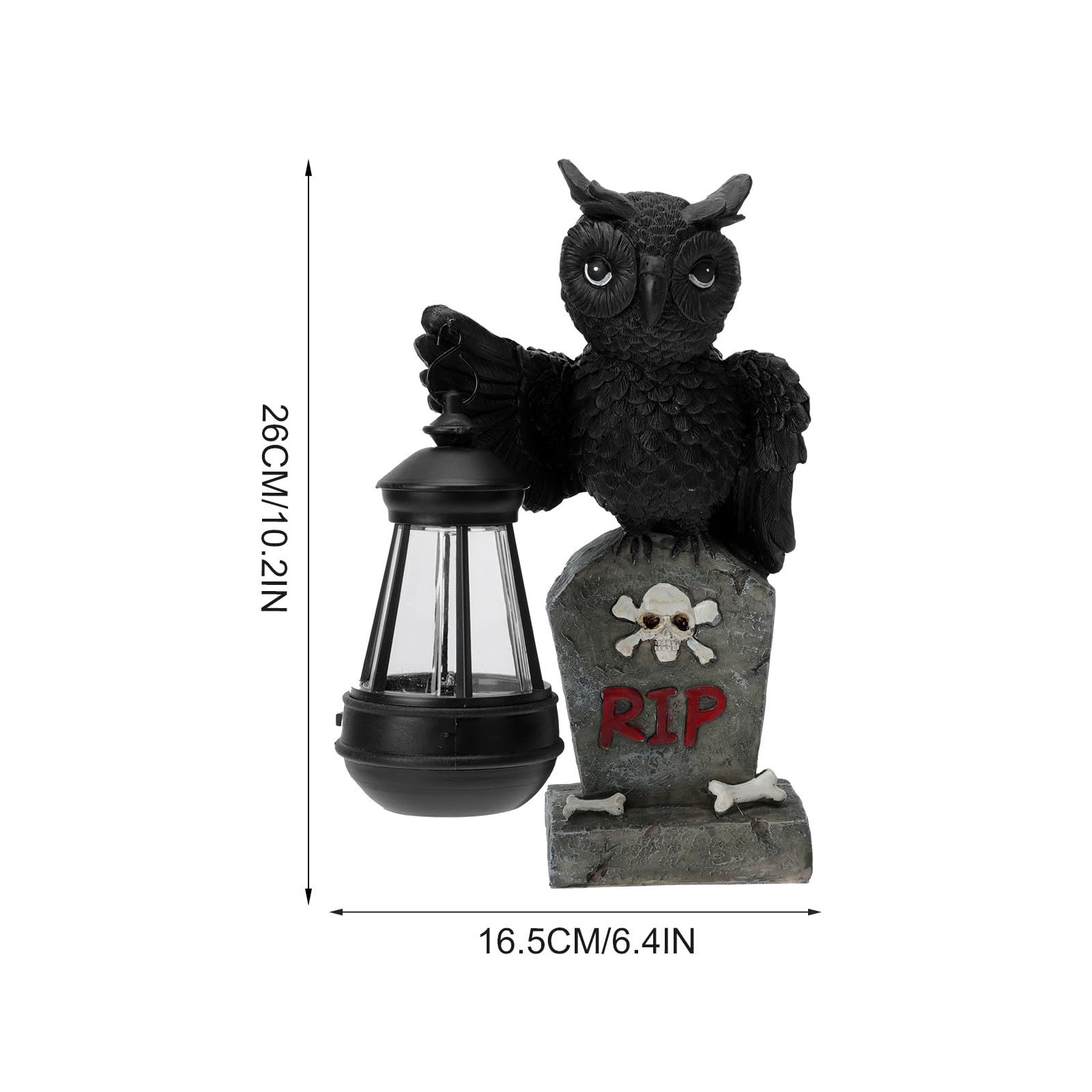 Garneck Búho Solar de Halloween en Resina para Fiestas Decorativas