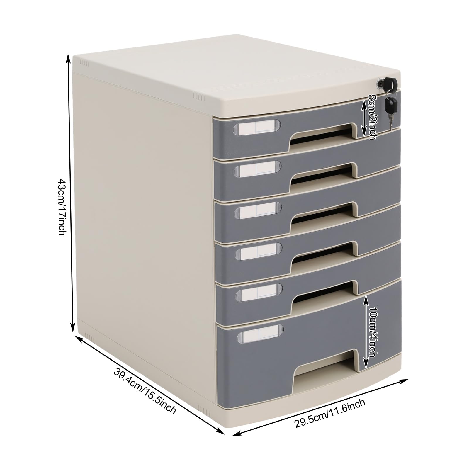 Organizer da scrivania con serratura a 6 livelli con chiave, 2 in e 4 livelli di altezza, salvaspazio, sicuro per la privato, ideale per documenti, utensili, forniture per ufficio
