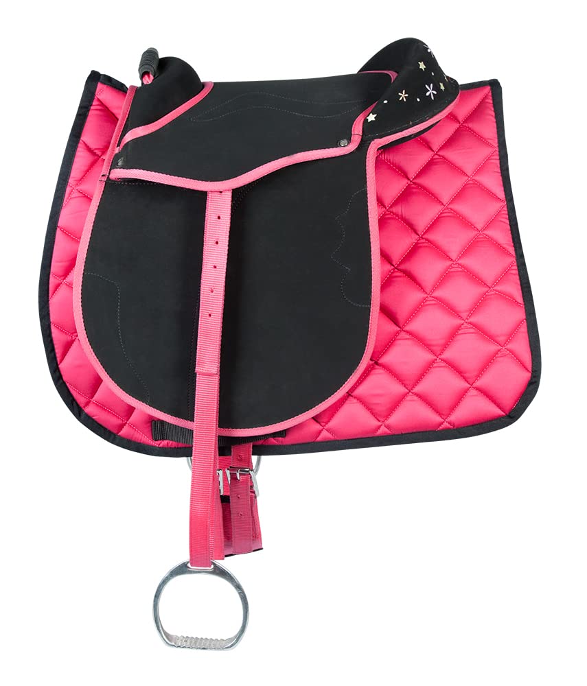 Pfiff 102292 Sattel-Set Komplettausstattung für Ponys und Holzpferde/Plüschpferde, Schwarz-Pink
