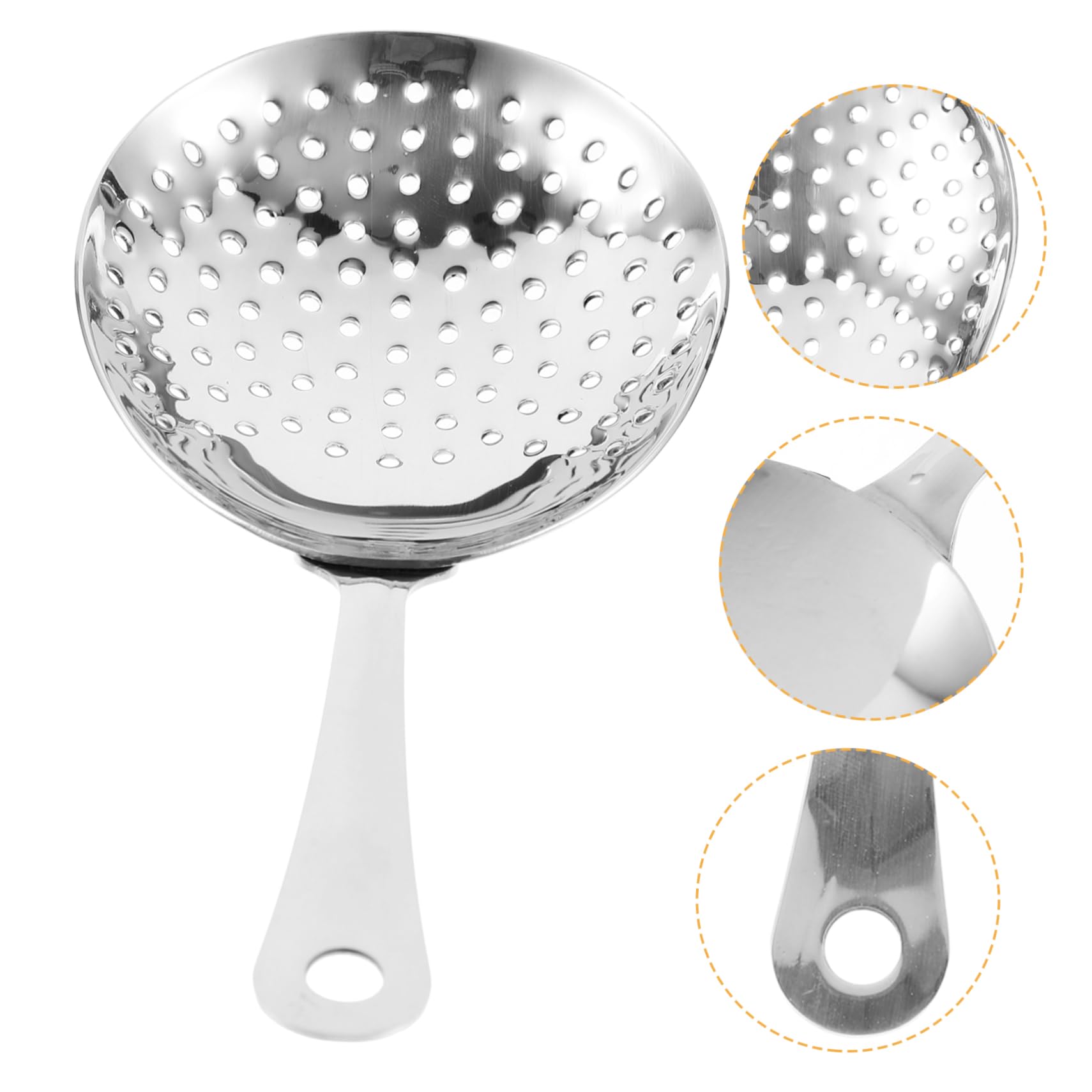 BEBEMOKO Stainless Steel Cocktail Strainer with Fine Mesh Filter Ergonomic Bar Tool for Bartenders and Mixologists for Home and Party Use Bar Supply Silver