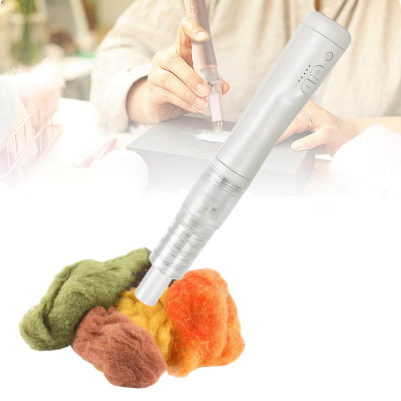 XCSCUK Electric Wool Felting Tool, Punch Style Felting Needle Tool, 5 Speed Control, 5 Needle Hole Positions,for DIY Wool Painting and Felted Craft Work (White)
