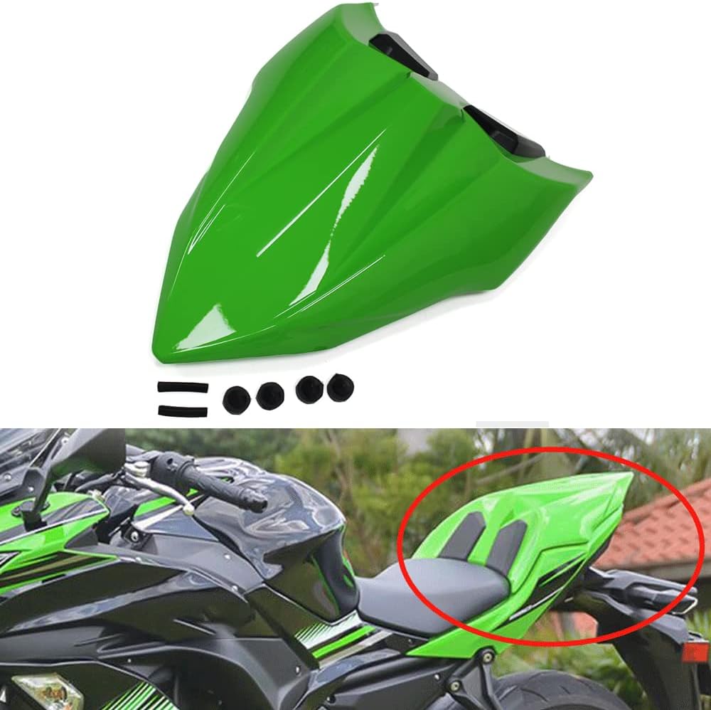 Ceramicszb Rear Seat Cover Cowl Motorbike Rear Seat Cowl for Kawasaki 2017 2018 2019 2020 ER-6F Ninja 650r ABS Plastic Fairings Rear Seat Cover (Green)