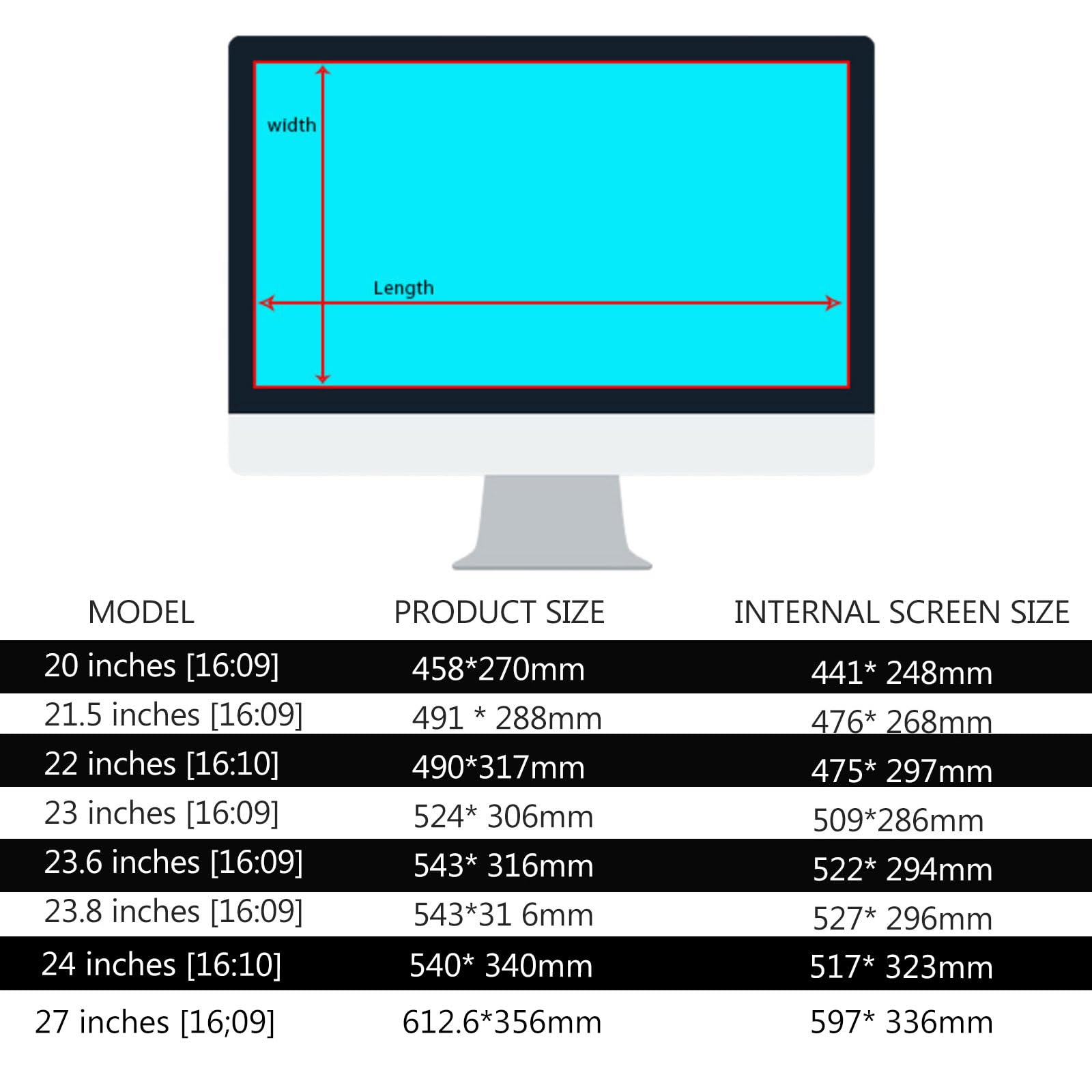 Panel Protector de Pantalla con Bloqueo de luz Azul, Filtro de protección Ocular, Pantalla de Monitor con Filtro UV y luz Azul, Marco de Monitor panorámico suspendido, 24 (24 Pulgadas