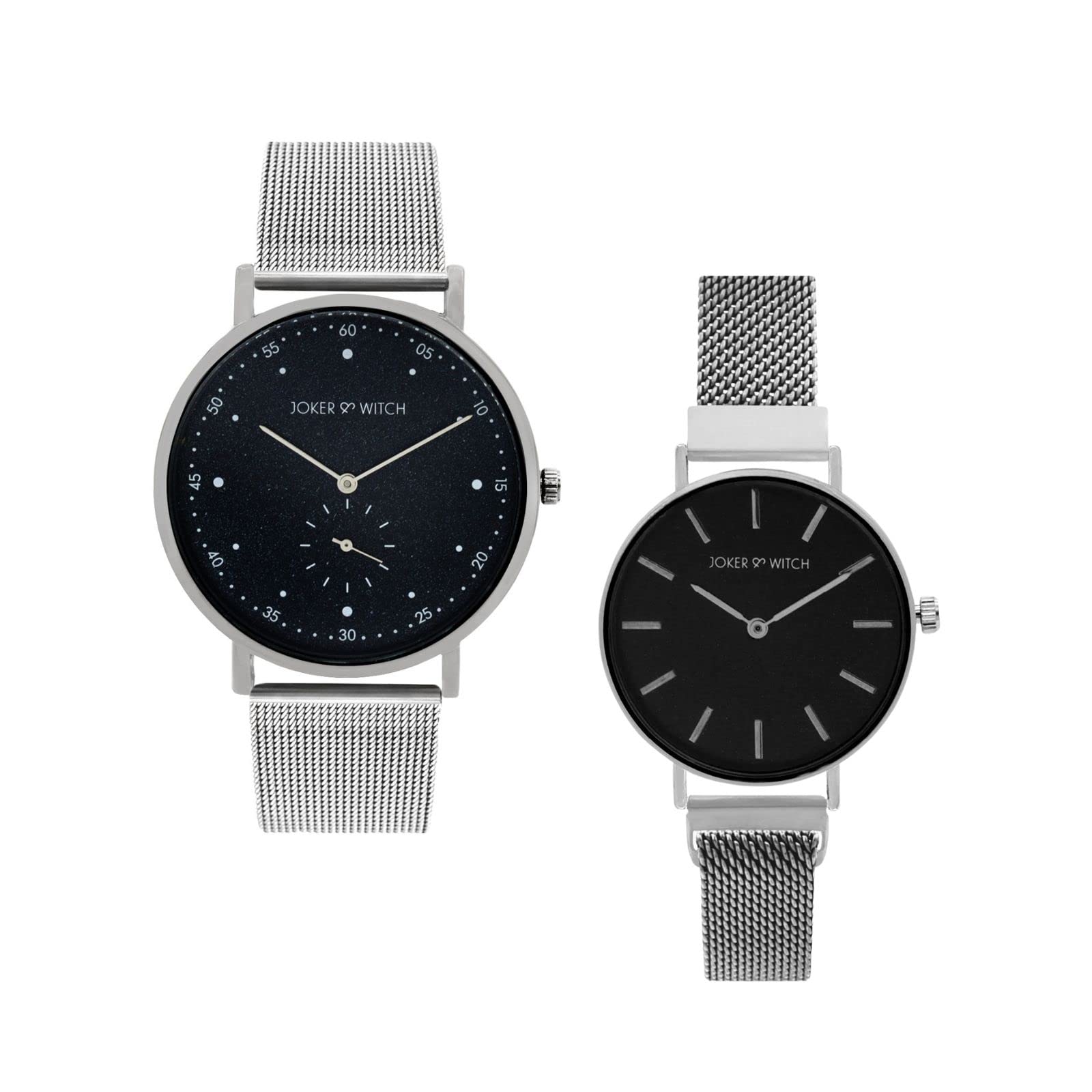 Joker & Witch Stainless Steel Ike & Tina Couple Analogue Watches, Black Dial, Silver Band (B0BVB55YGW) Amazon Price History, Amazon Price Tracker