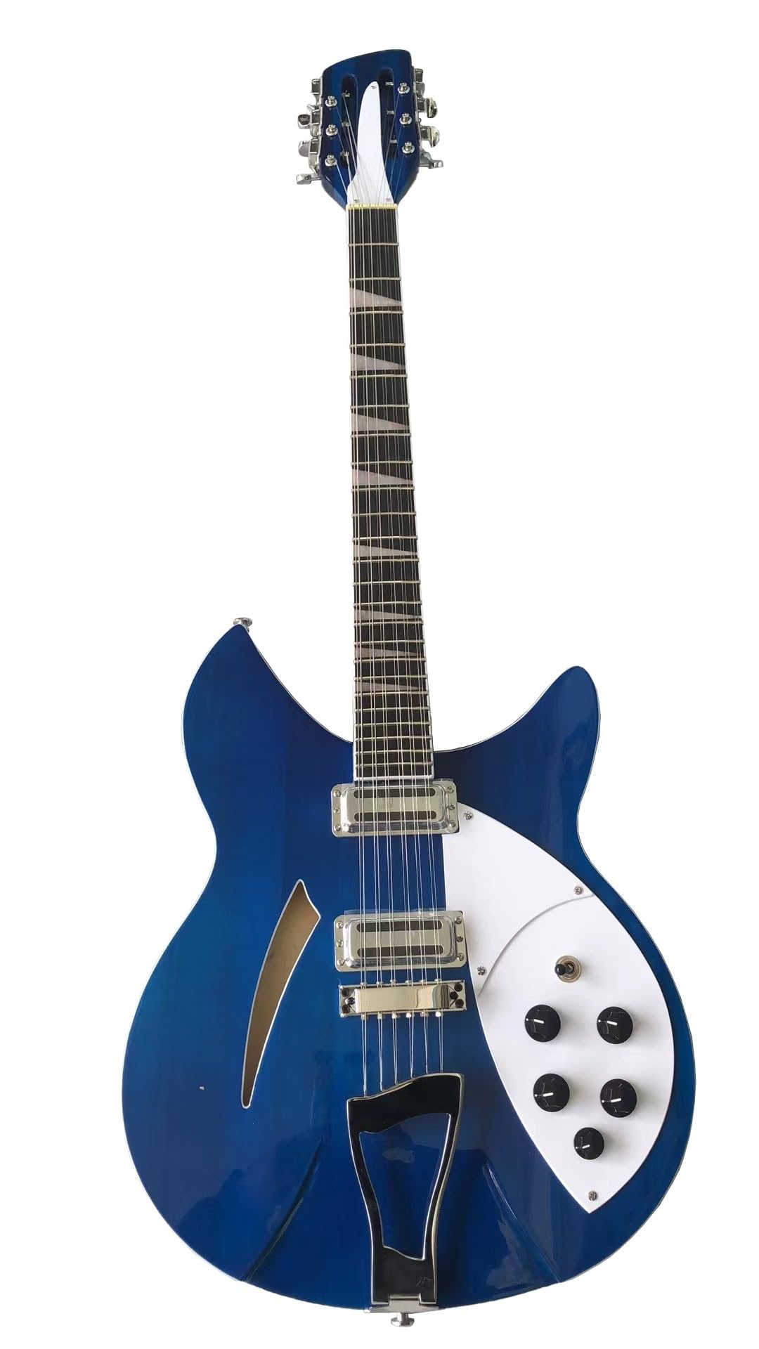 Guitarra eléctrica Jazz de 12 cuerdas, cuerpo arce semihueco, herrajes cromados, acabado brillante, entrega gratuita