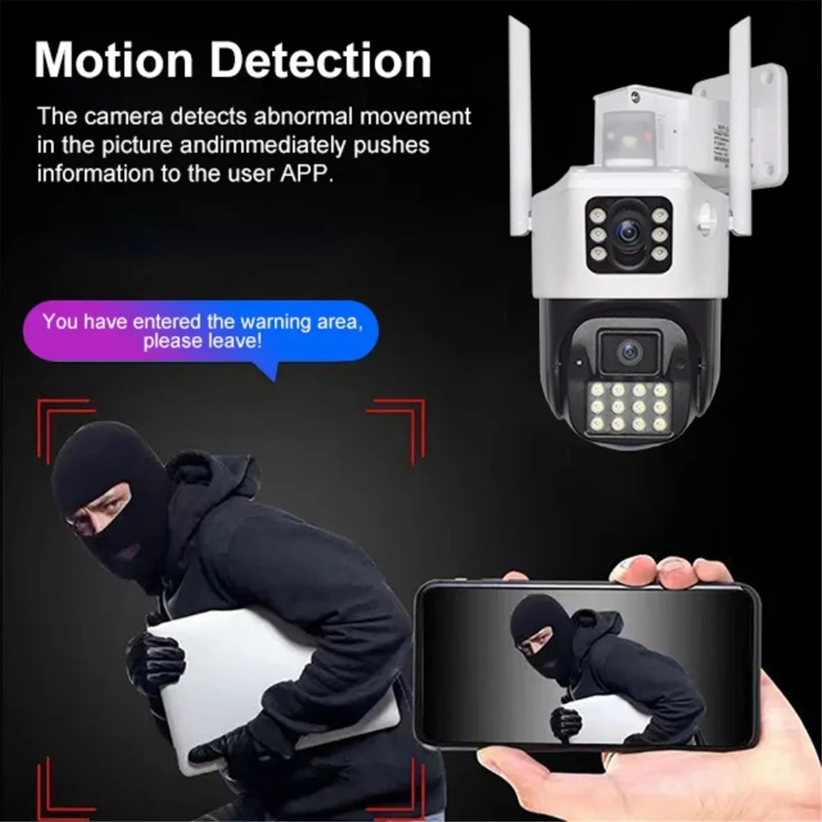 Kamera 5MP z dwoma ekranami WiFi PTZ z detekcją człowieka AI, zewnętrzna kamera monitoringu CCTV 4K, kamera IP do monitoringu(5MP NO SD Card)