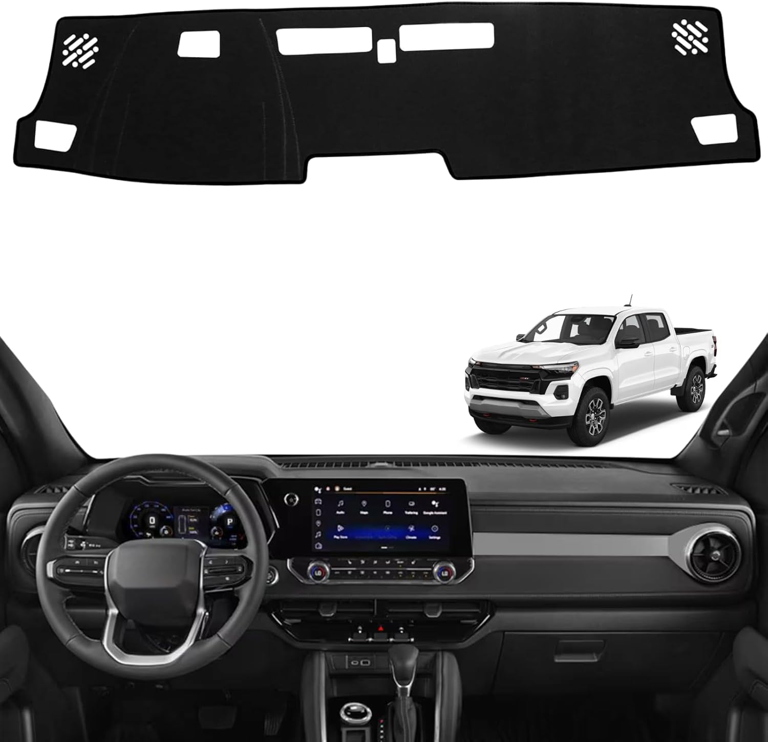 Non-Slip Dash Cover Dashboard Cover Mat Custom Fit Center Console Cover Sunshield Protector Pad Compatible with Chevy Chevrolet Colorado/GMC Canyon 2023-2025 2026 Accessories (Black Trim)