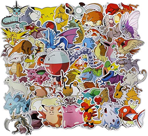 YF 81 Autocollants Pokemon Pack, Unique Cool Stickers Kid Teens Notebook Guitar Skateboard Voyage Stickers Étanche