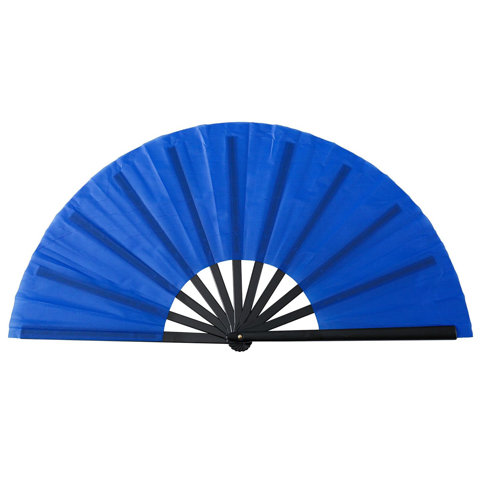 Ywluuoo Royal Blue 10Inch Black Bone Folding Handheld Fan Color Kungfu Hand Fan For Martial Art Practice And Stage Festival Event