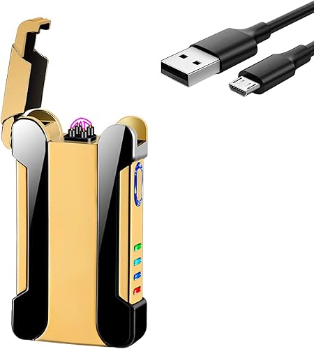 YOZWOO Encendedor de plasma de doble arco recargable, encendedor eléctrico USB, encendedor de proyección fría, resistente al viento, encendedor de disponible en Yaxa Peru