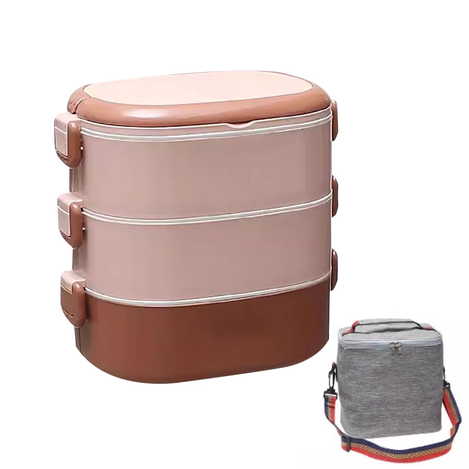 Porta Pranzo, Sacchetto Termico, Bento box Impilabili di Grande Capacità, Lunch box in Acciaio Inossidabile con Scomparti, Ermetico(Pink,Medium)