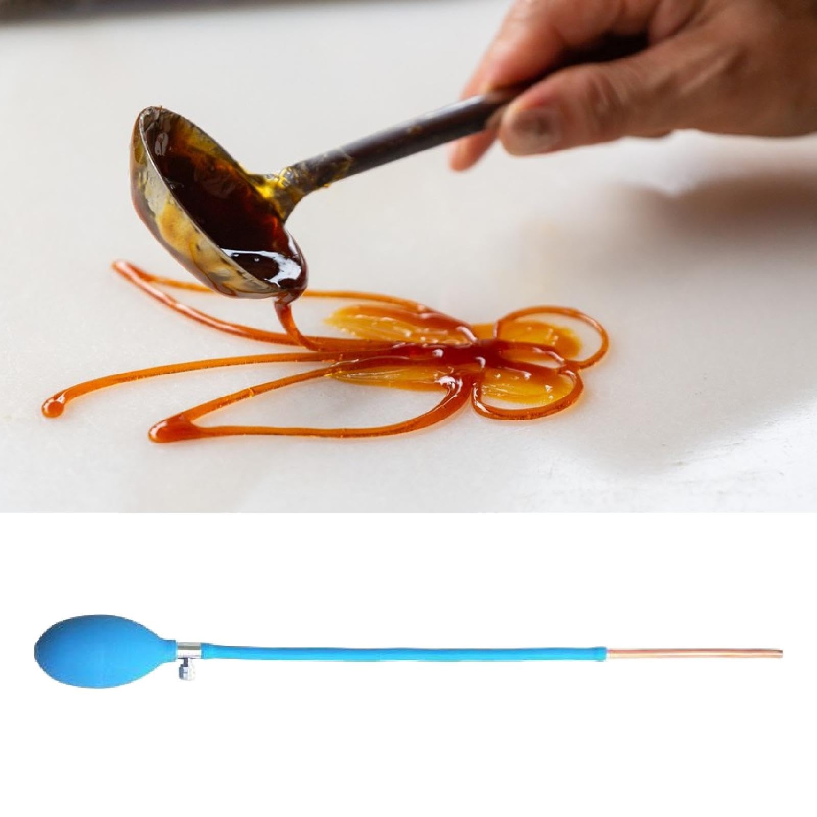 Pompe à Sucre Réutilisable En Isomalt avec Tube En Cuivre pour Création de Sucreries 3D, Blue 45x44cm