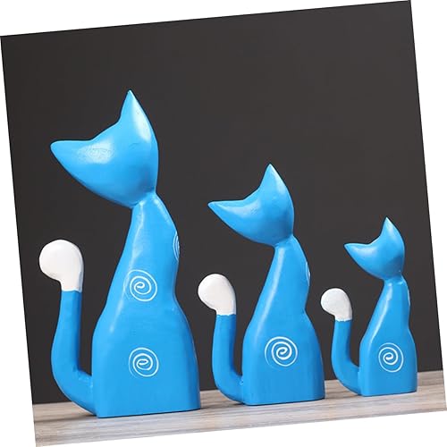 Miniatura 2 de Holibanna 1 juego de adornos pintados de gatito para mesa de decoración de mano Dashcams para coches, estatua abstracta de gato de madera, gato,