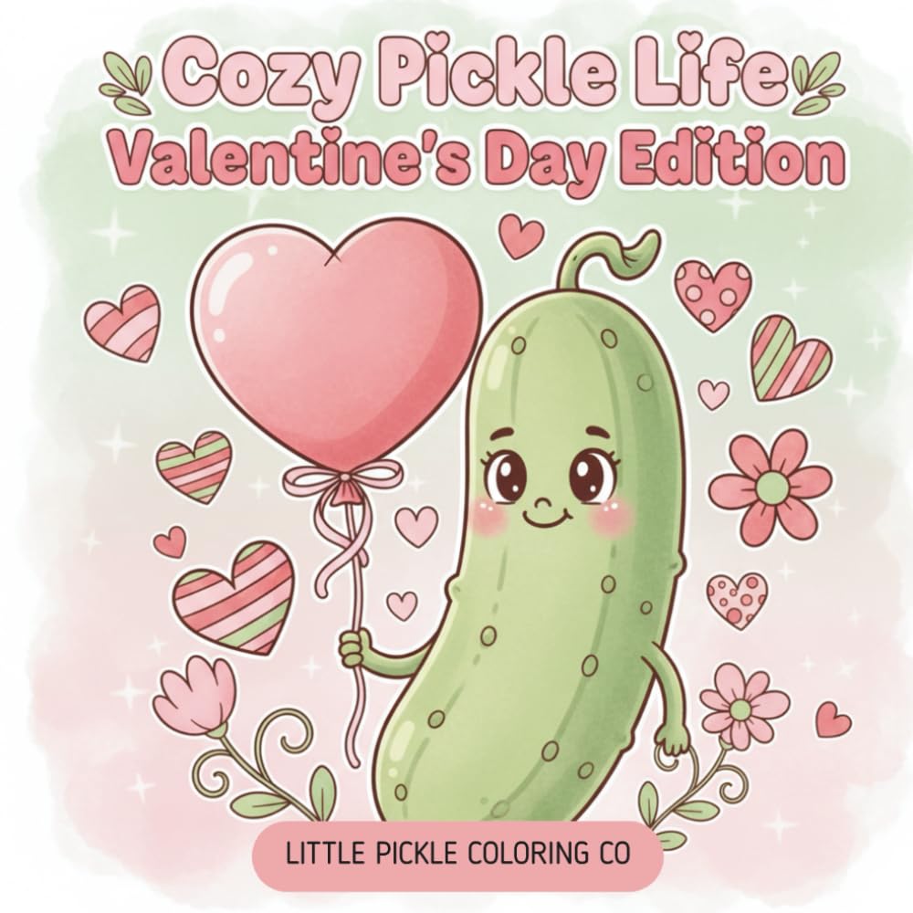 Cozy Pickle Life Valentine’s Day Edition: A Bold & Easy Adult Coloring Book for Pickle Lovers