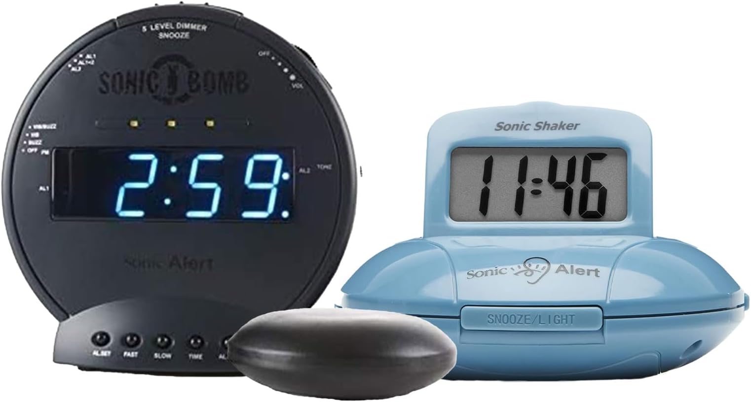 Sonic Bomb Dual Alarm Clock & Travel Alarm Clock Extra