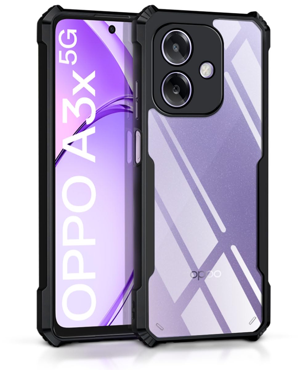 WOW IMAGINE Shock Proof Clear Protective Back Case for Oppo A3x 5G | A3x 4G | A3 5G - AirEDGE Technology | 360 Degree Camera Protection | Transparent Hybrid Back Case Mobile Cover - Black (B0DG58RYK7) Amazon Price History, Amazon Price Tracker