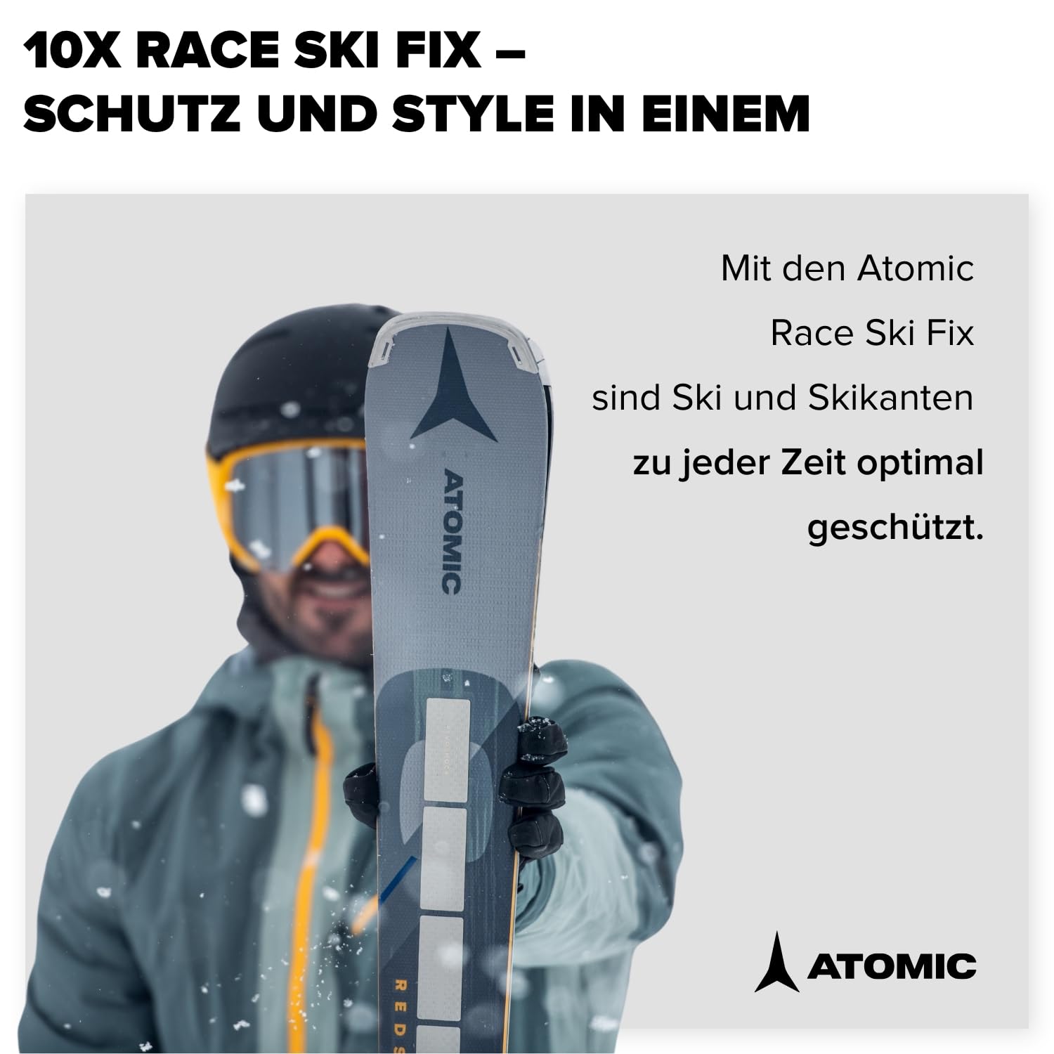 ATOMIC RS SKI FIX I 10 Stück I Praktische Skibänder zum Schutz von Kanten & Belag I Klettverschluss-Band mit Polsterung I Hochwertiges Ski-Zubehör für einen einfachen Transport