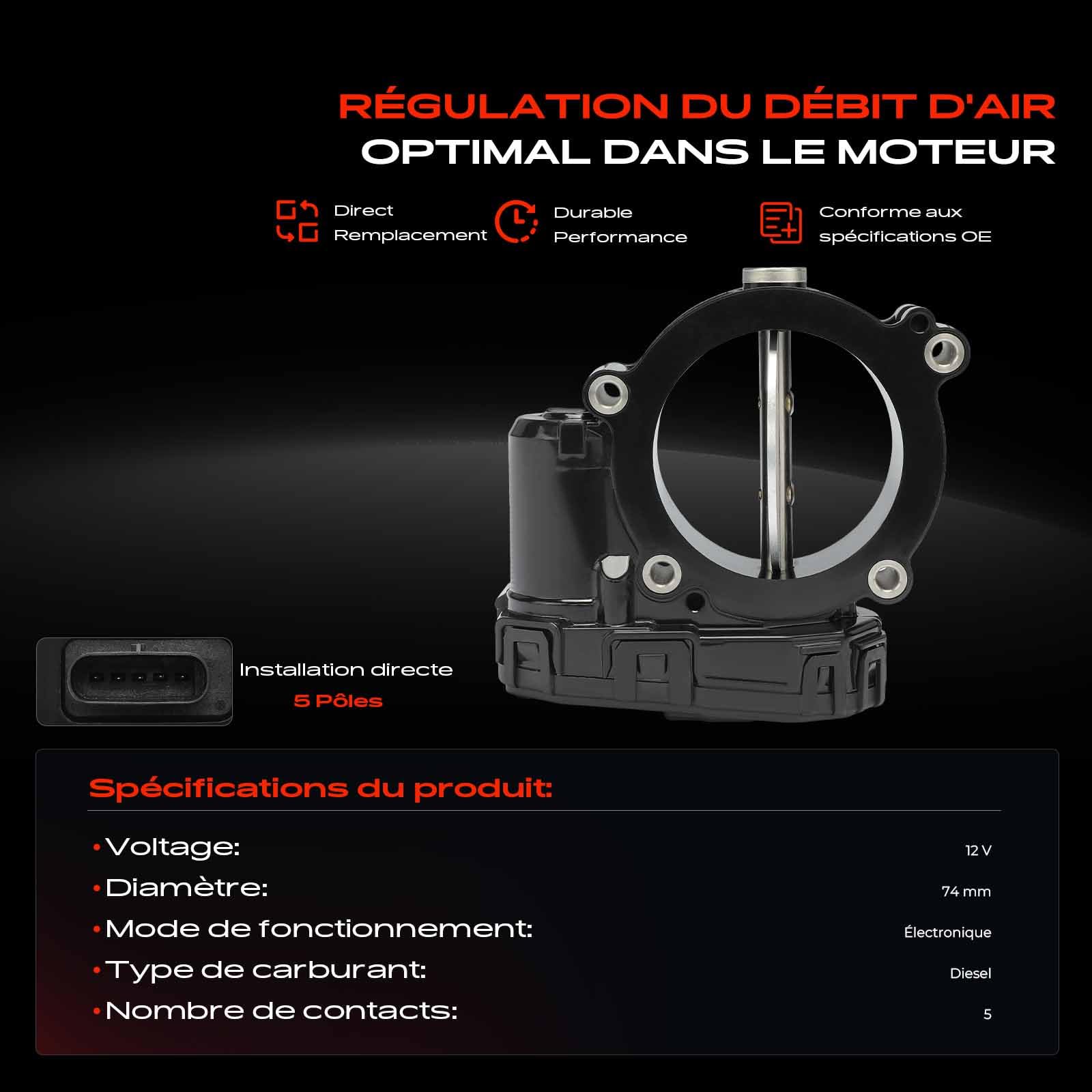 Frankberg Corps de papillon A6510900470 | Compatible avec: Bus Vito W639, Viano W639, CLS Shooting Brake X218, Sprinter 46-T Boîte B906