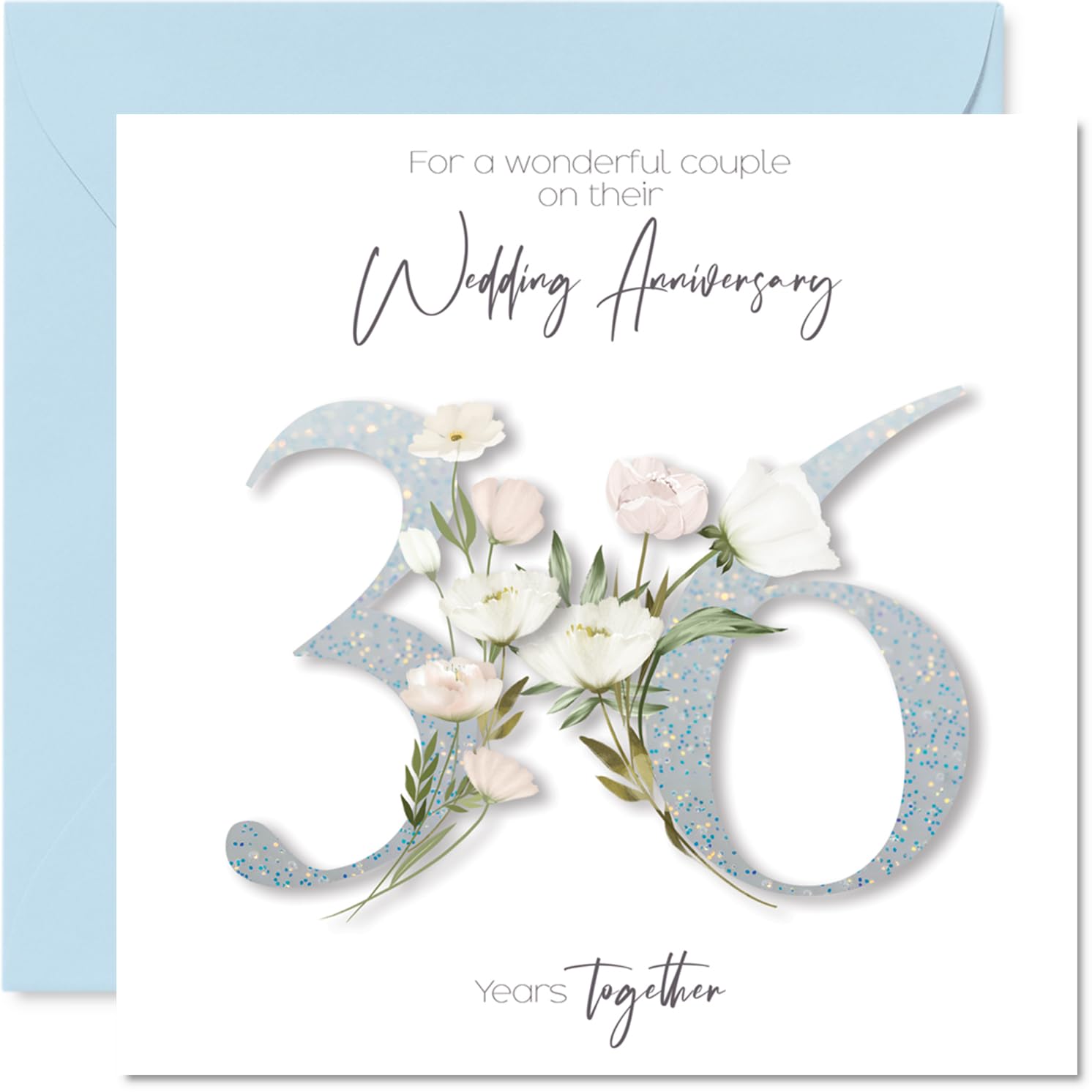36th Anniversary Card for Women and Men, Fancy Floral Flowers