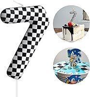 Vista 25 de Vela Temática de Coches de Carreras para Cumpleaños Número 2 Vela a Cuadros para Decoración de Fiesta de Cumpleaños Adorno de Tarta para Decoración