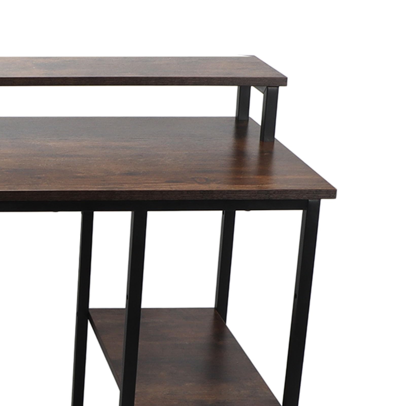 Cosiki Biurko Komputerowe do Domowego Biura w Stylu Vintage z podwyższoną półką dla Efektywnej Organizacji Przestrzeni Roboczej ze Sztucznej Płyty i Metalu 59,06x18,90x29,53 Cala