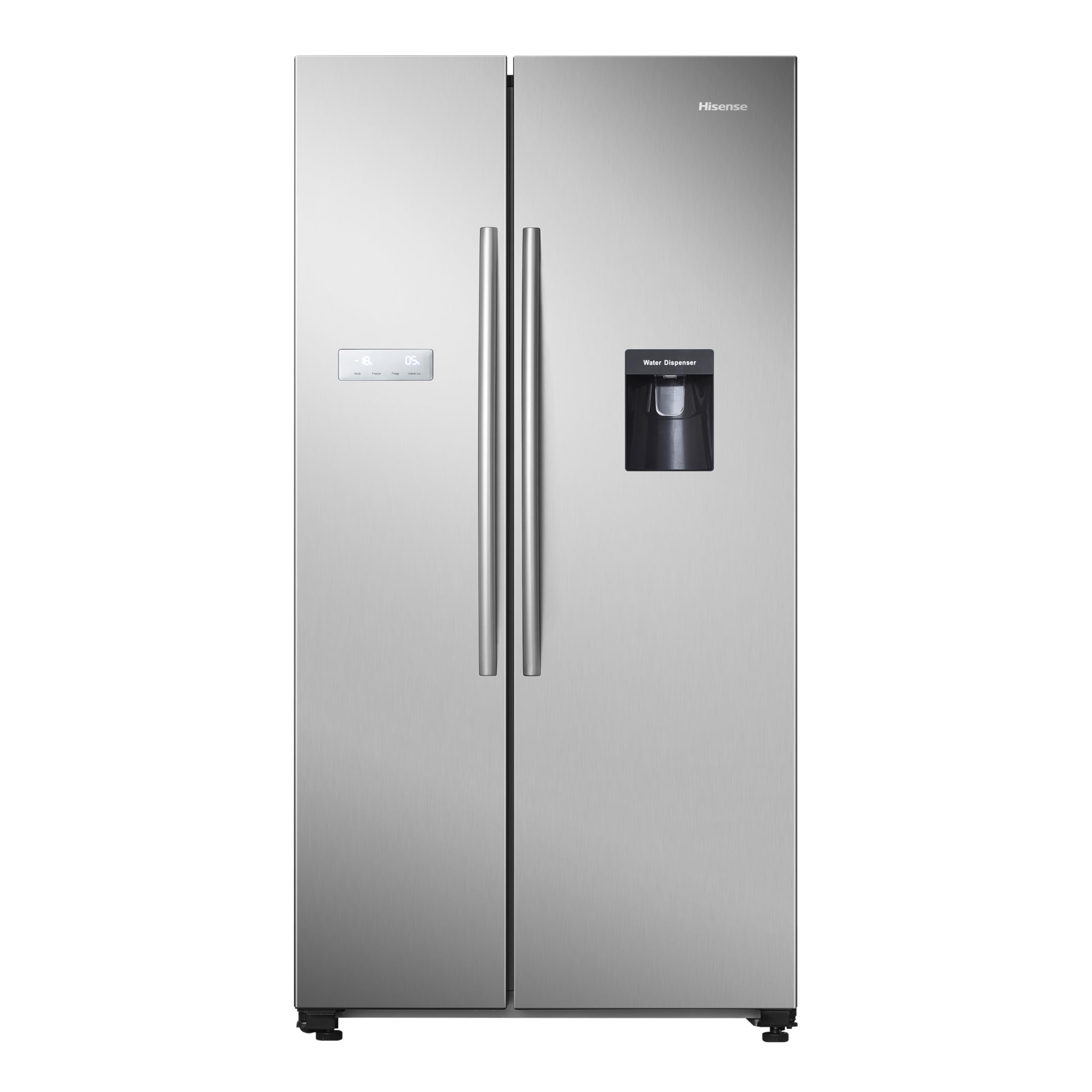 Hisense RS741N4WCE Freestanding American Side by side Door American Fridge Freezer 578 litre, with Non-Plumbed Water Dispenser, Silver, 90.8 × 179.3 × 74.3 cm (W×H×D)
