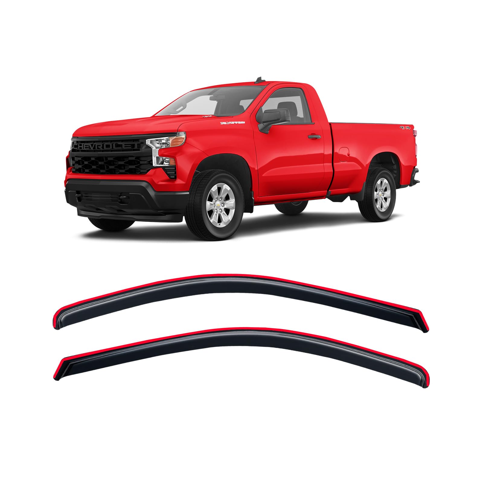 in-Channel Rain Guards for 2001-2007 Chevy Silverado & GMC Sierra 1500/2500/ 3500 Crew Cab, Window Visors Vent Deflector Shade Smoke for 02-06 Chevy Suburban/GMC Yukon XL/Escalade EXT/Avalanche — view 18