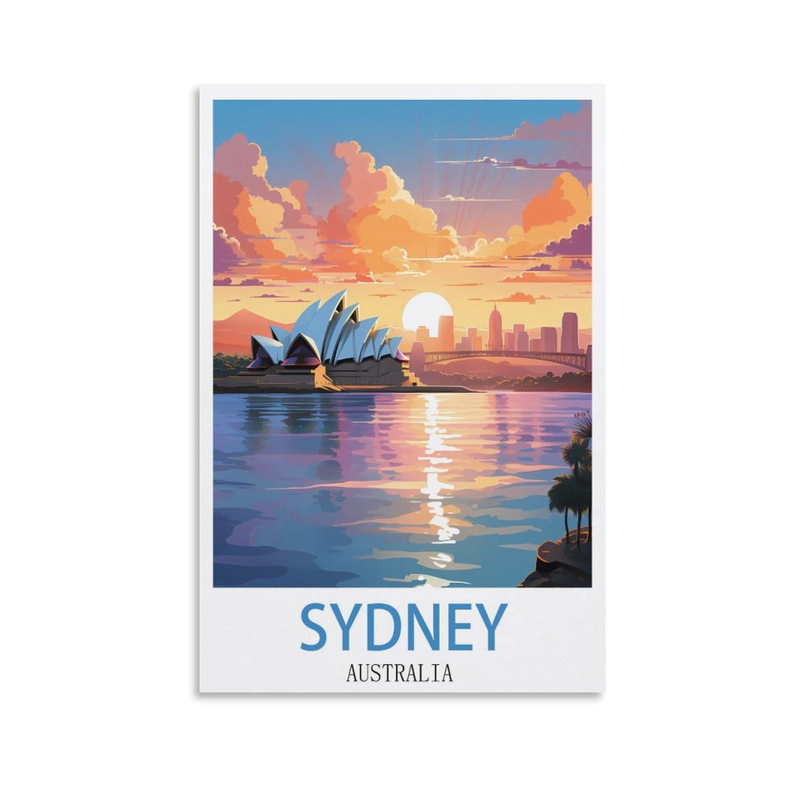 Cyyhgee Unframe-Style Sydney Australia Vintage Travel Poster 08X12inch(20X30cm) Canvas Poster Wall Art Living Room Home Decor