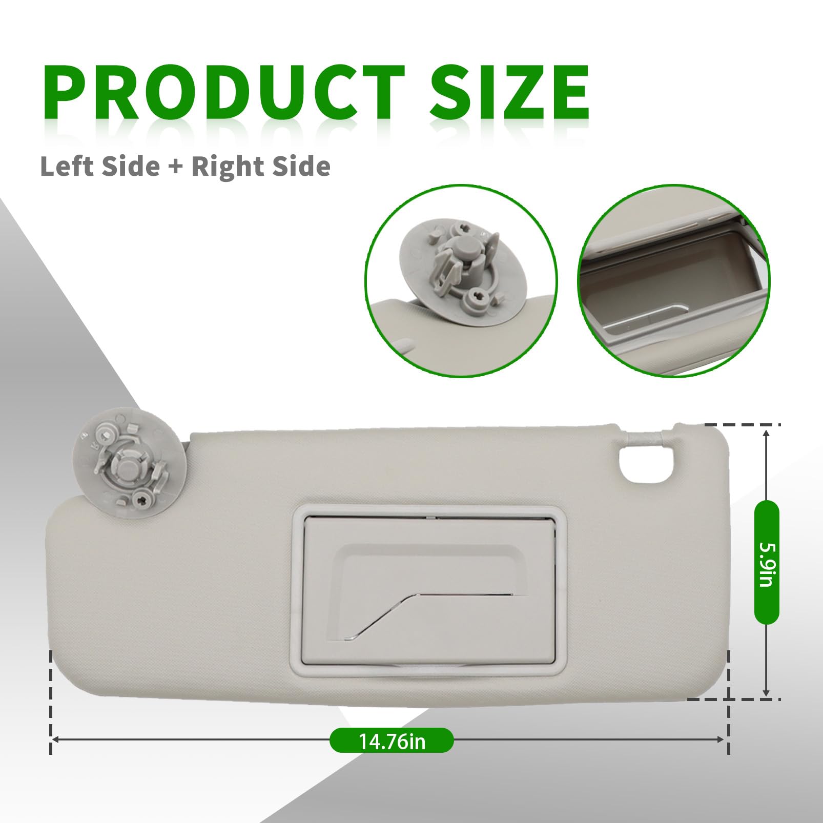 Yunnergo Gray Sun Visor Set Left and Right Side Compatible with Sonic 2012-2020, Compatible with Spark 2011-2022 42478247 42478249