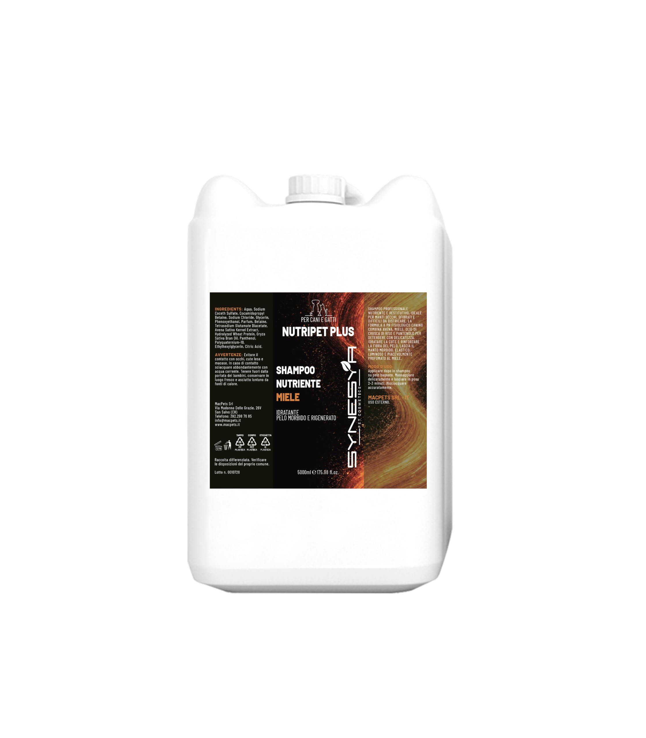 Nutripet Plus Shampoo Miele 5 L per cani e gatti
