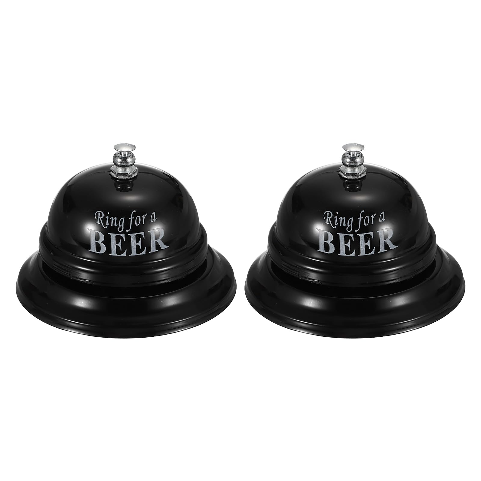 PATIKIL 2Pcs Desk Bell, 3.3" Front Desk Service Call Bell Metal Ringing Loud Clear Reception Counter Bar Ring for Restaurant Hotel Game Classroom Dinner Pet Dog Training(BEER, Black)
