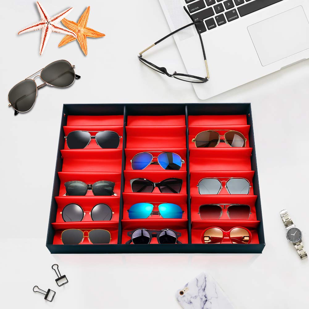 Présentoir De Lunettes, Boîte De Rangement Pour Lunettes De 18 Grilles, Organisateur De Bijoux Pour Lunettes, Étui De Rangement Pour Lunettes Avec Protection Contre La