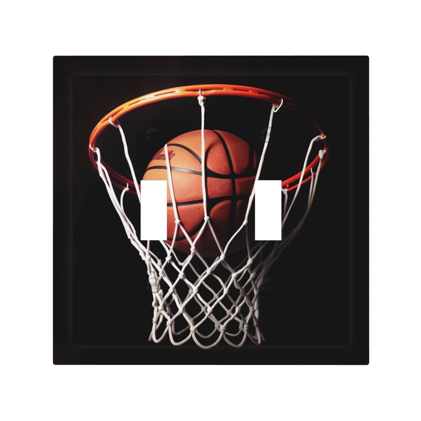 Decorator Double Toggle Light Switch Covers Basketball Wall Plate 2-Gang Mid Size 5" x 4.9" Double Toggle Switch Wallplate Decorative 2 Gang Wall Switch Plate Covers