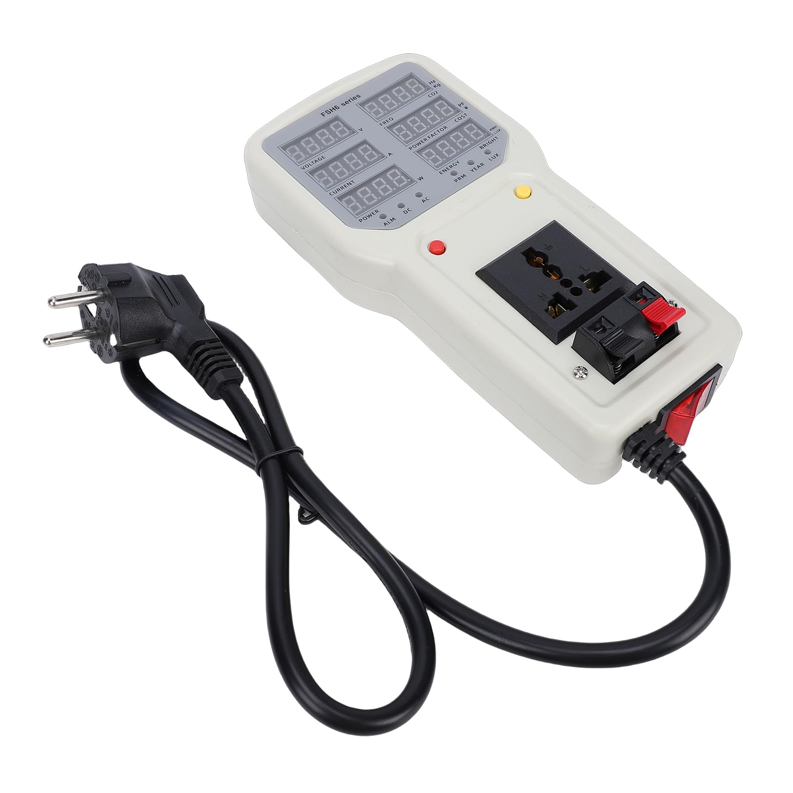 Hyuduo Miernik światła LED, Ręczny Miernik Mocy ABS z Cyfrowym Pomiarem Napięcia Prądu, 0 do 50000 LX 20A 5000W, Wtyczka UE dla Elektryków Testujących światło LED (Norma europejska)