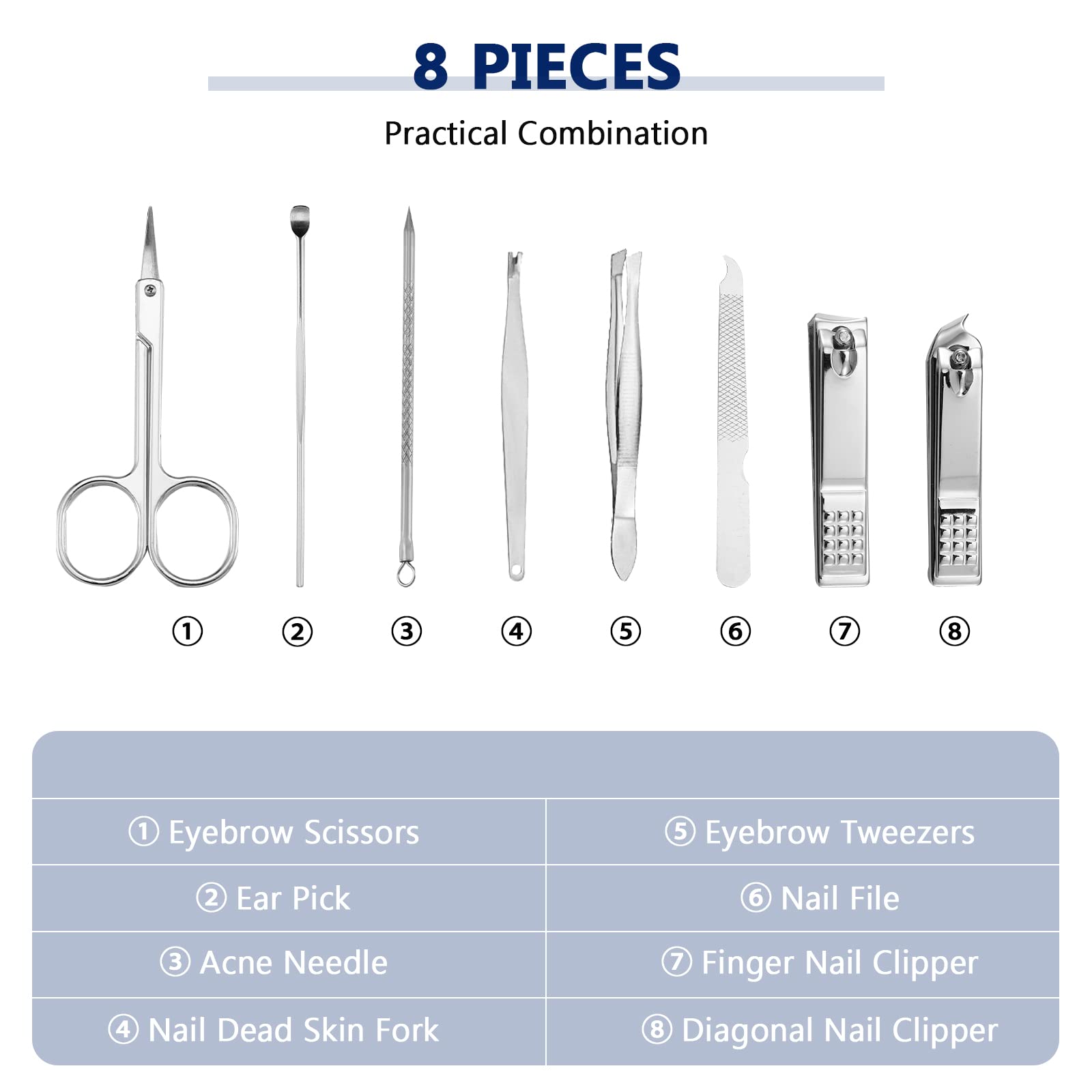Lasnten 24 zestawy do manicure, obcinacz do paznokci, zestaw do pielęgnacji paznokci, stal nierdzewna, profesjonalny zestaw do pedicure, narzędzia do pedicure, z etui podróżnym, prezenty dla mężczyzn,