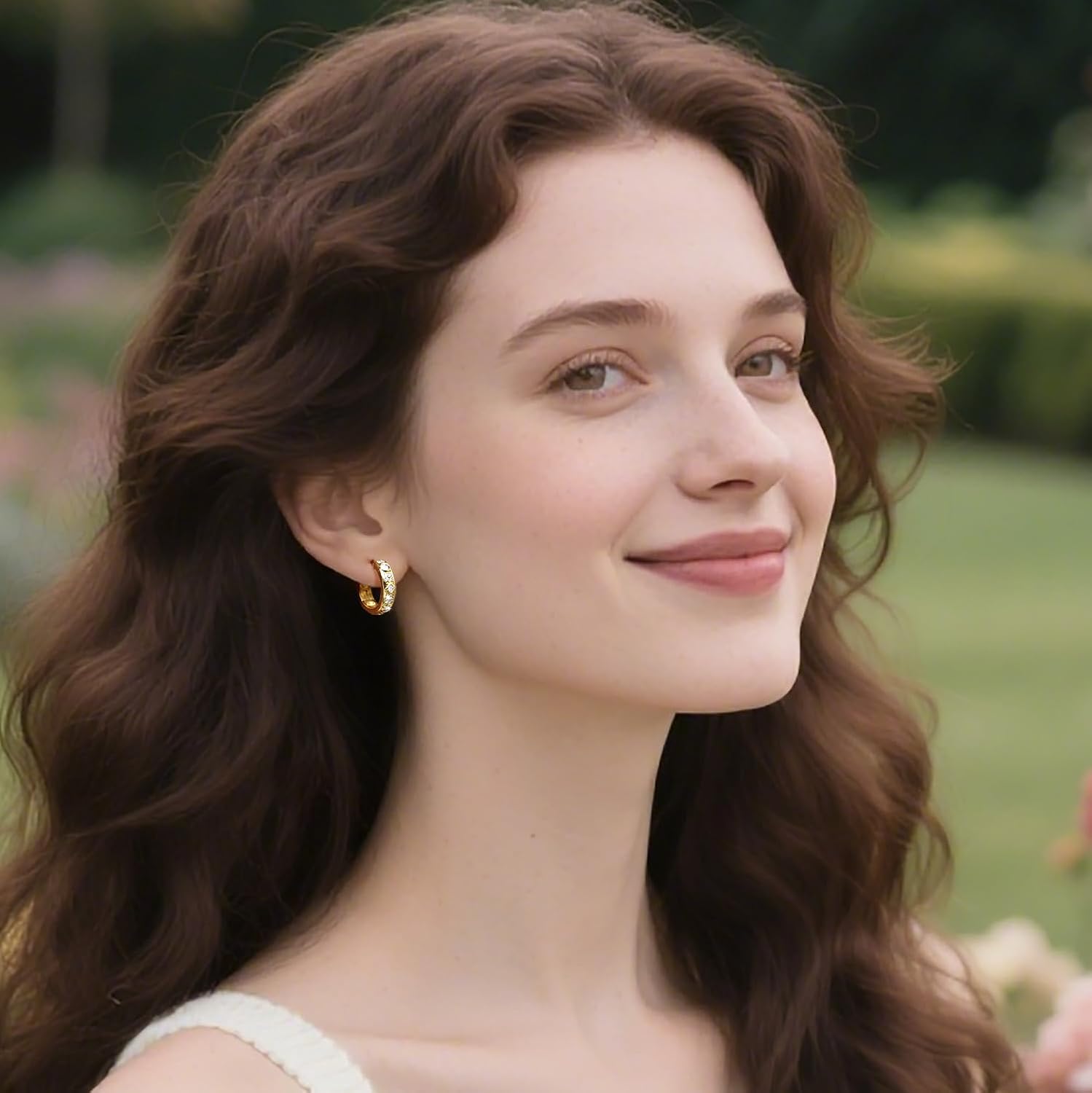 Gold Hoop Earrings 14K Gold Earrings for Women with Cubic Zirconia in Various Shapes and Sizes Statement Earring for Womens - Image 5