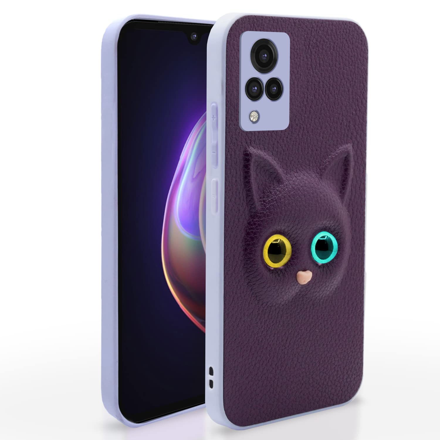 Pikkme Vivo V21 5G Back Cover for Girls | Cute Cat Leather Finish | Soft TPU | Case for Vivo V21 5G (Purple) (B0BGMF3SZQ) Amazon Price History, Amazon Price Tracker