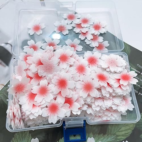 Miniatura 10 de Eforcase 100 piezas comestibles de flores para decoración de cupcakes, papel de arroz glutinoso, agua, pastel de boda, fiesta de cumpleaños, bandeja