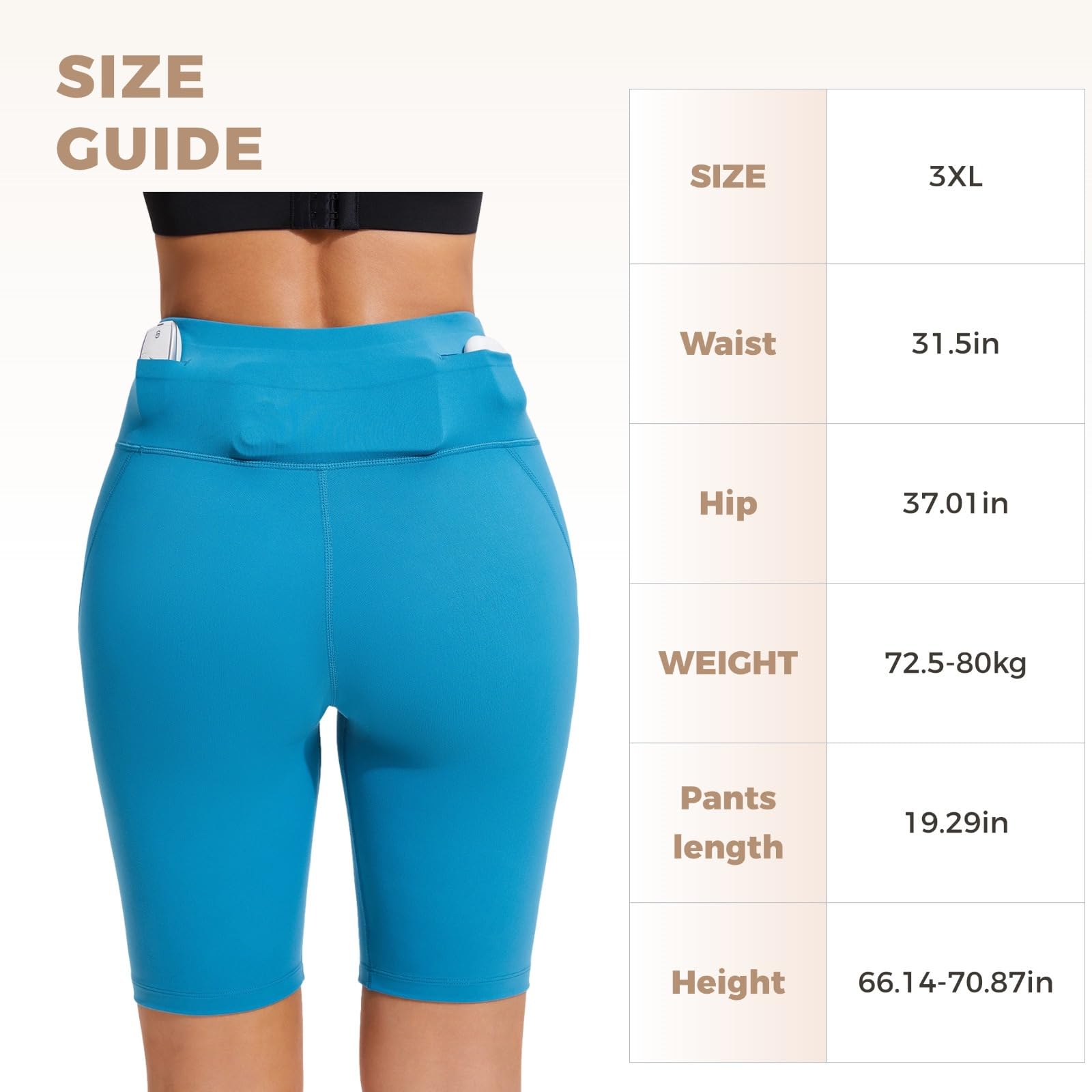 Oddychające spodenki do biegania dla kobiet, wysoki stan, wygodny nylon spandex, niebieski, NIEBIESKI, rozmiar uniwersalny
