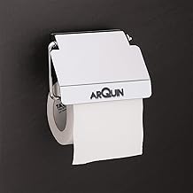 Toilet Tissue Paper Roll Holder with Cover/304 Stainless Steel Toilet Paper Stand/Tissue Paper Roll Holder for Bathroom/Bathroom Accessories Organiser (Vento Toilet Paper Holder)