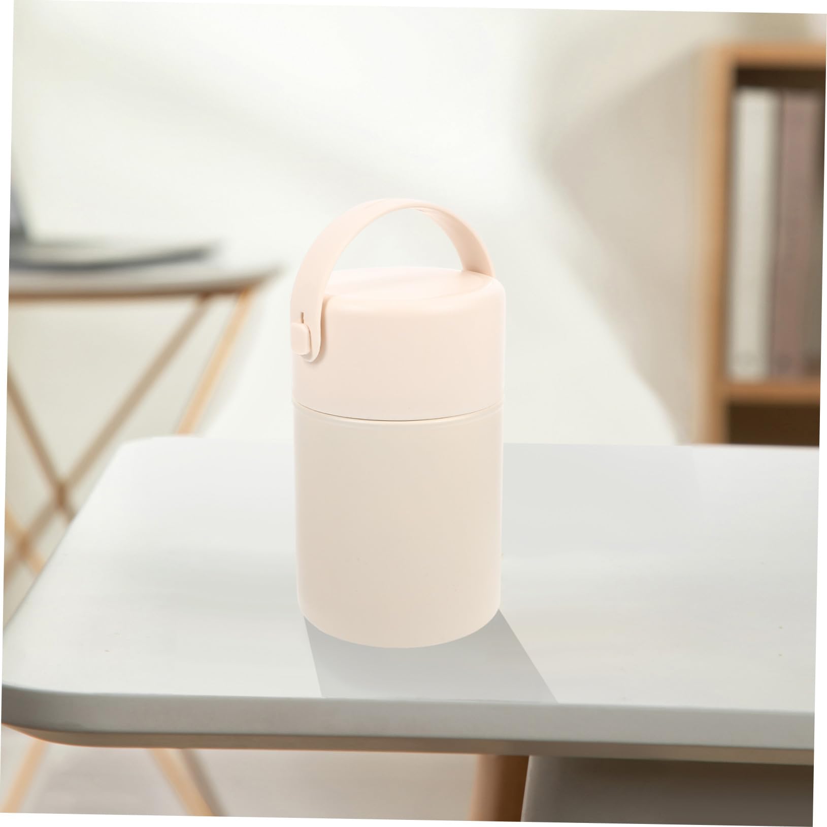 Tarro Aire Calor de al Actividades el Libre Mantiene Comida Térmico Acero Inoxidable 850ml Beige con Cuchara Asa, Fácil de Transportar