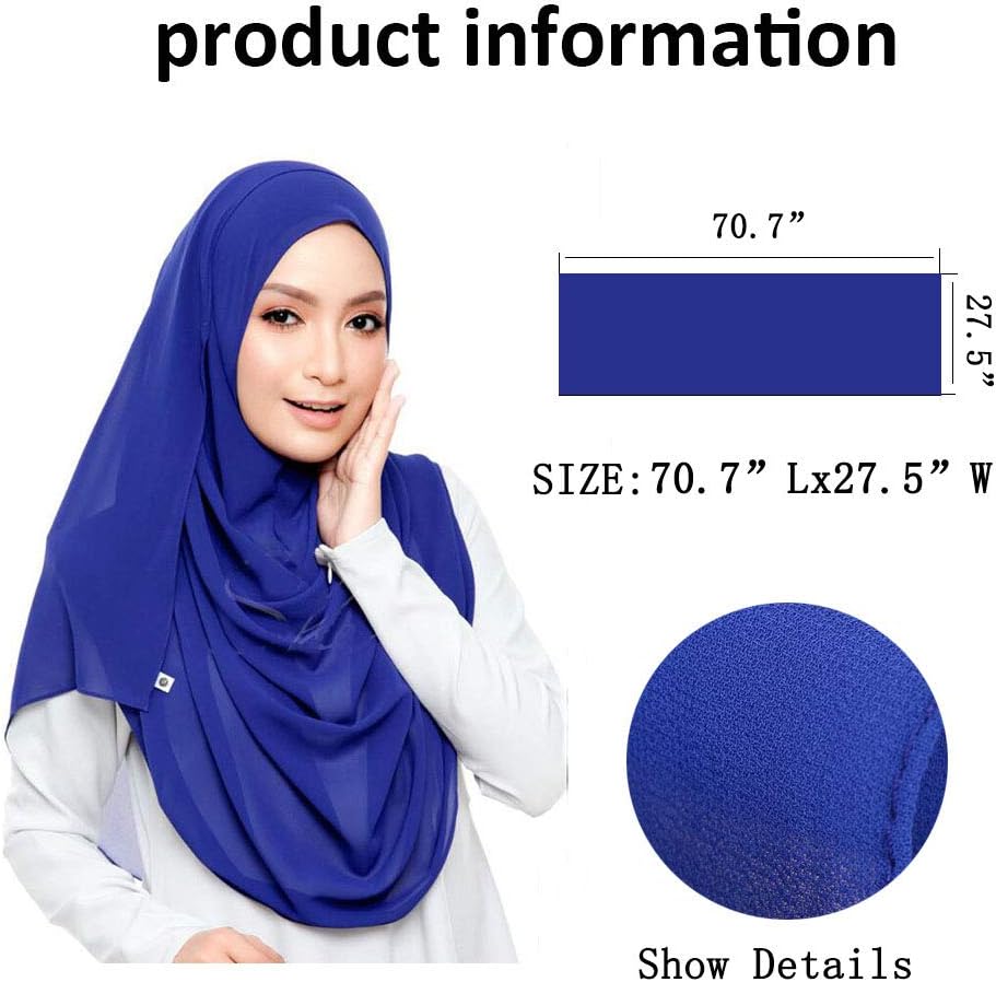 LMVERNA Solid Color Bubble Chiffon Scarf for Women Fashion Soft Hijab Long Scarfs Wrap Scarves image 2
